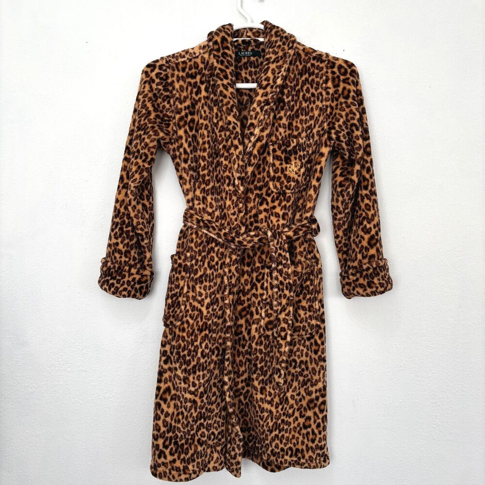 Lauren Ralph Lauren Womens Plush Wrap Robe Small Loungewear Spa Winter Mob Wife